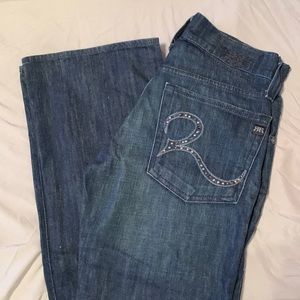 Rock & Republic Low-Cut Dark Wash Blue Flare Jeans